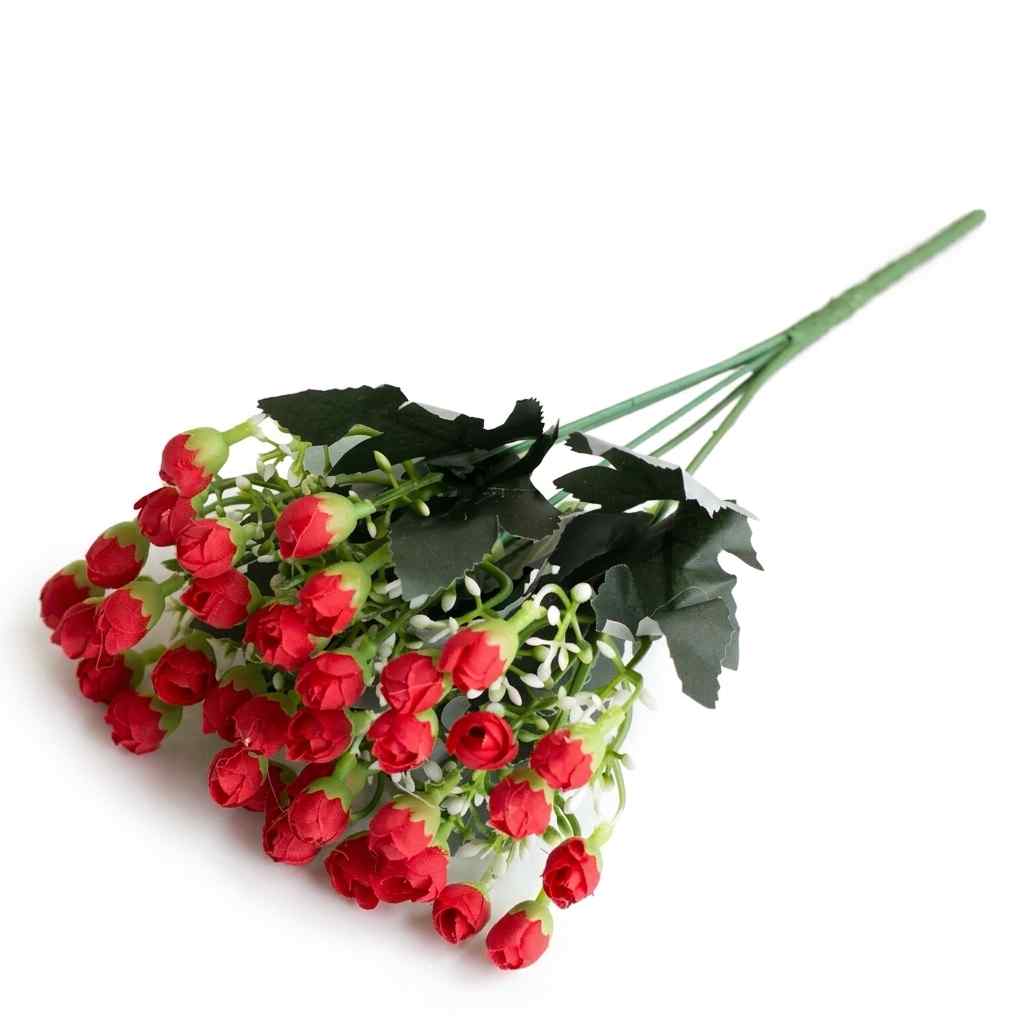 Artificial Red 6Fork 36 Flowers Milan Bud Bunch